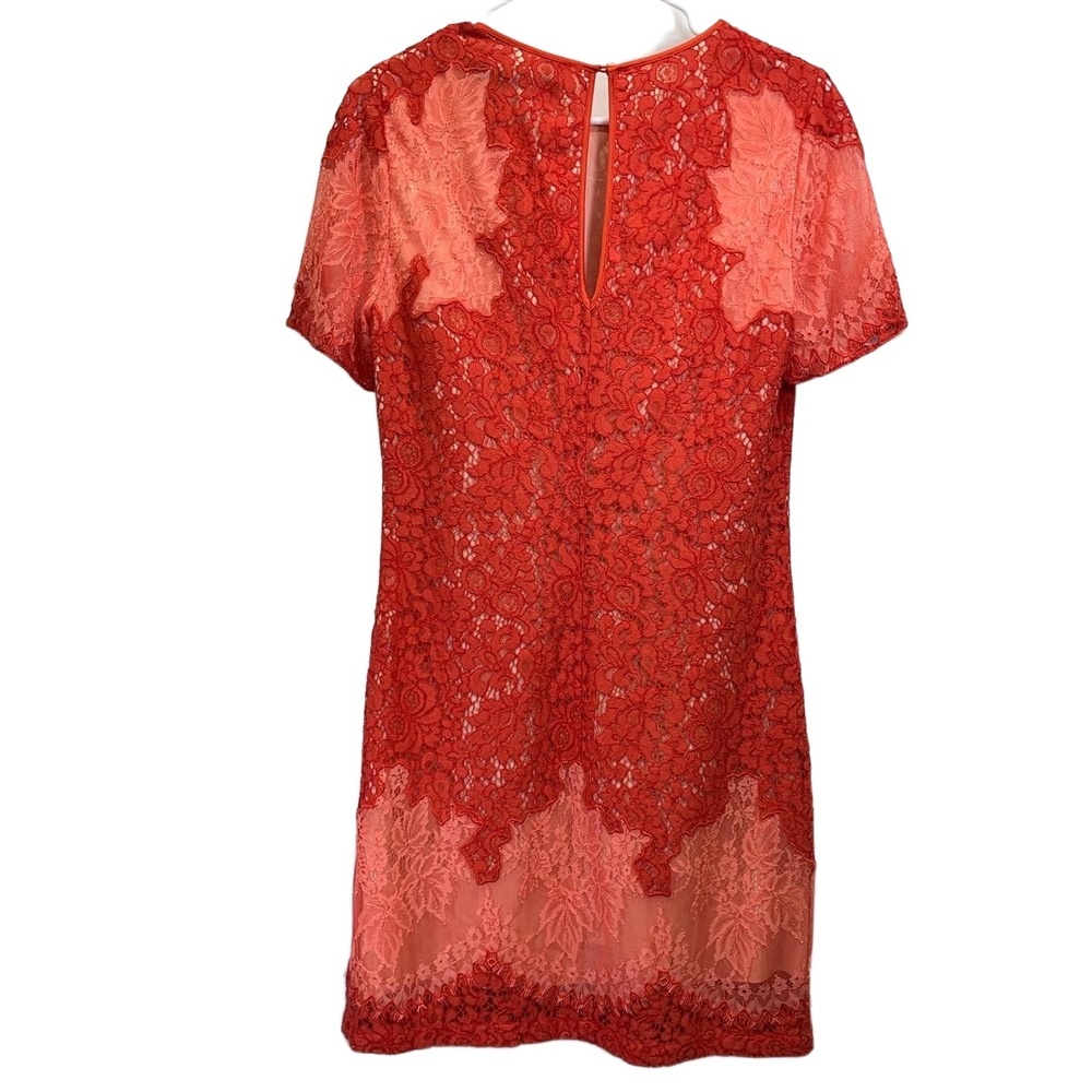 Karen Millen Womans Orange‎ Lace Applique Floral Patchwork Sheath Dress 8 - Picture 2 of 11